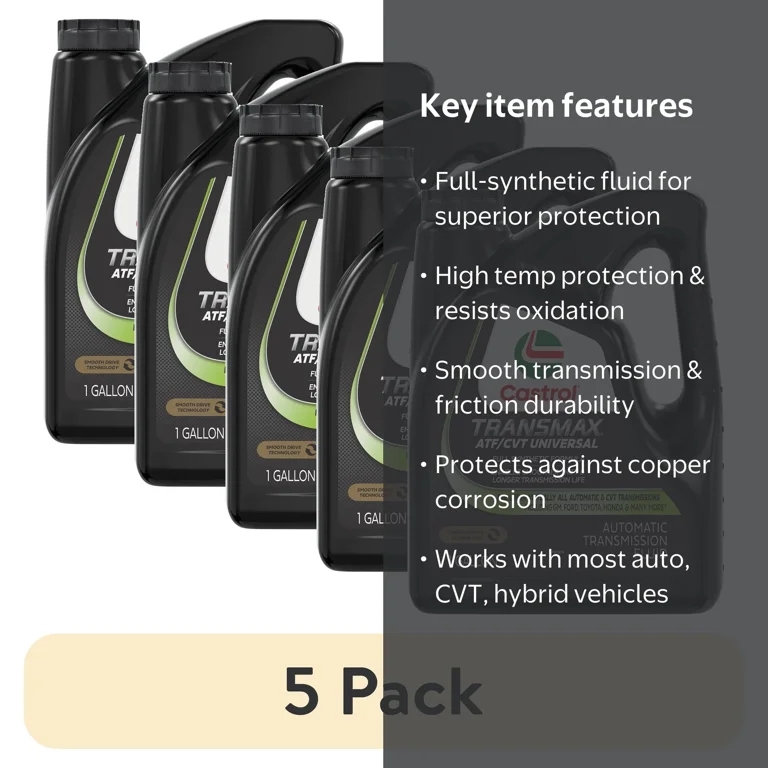 5 pack) Castrol Transmax ATF/CVT Universal Automatic Transmission