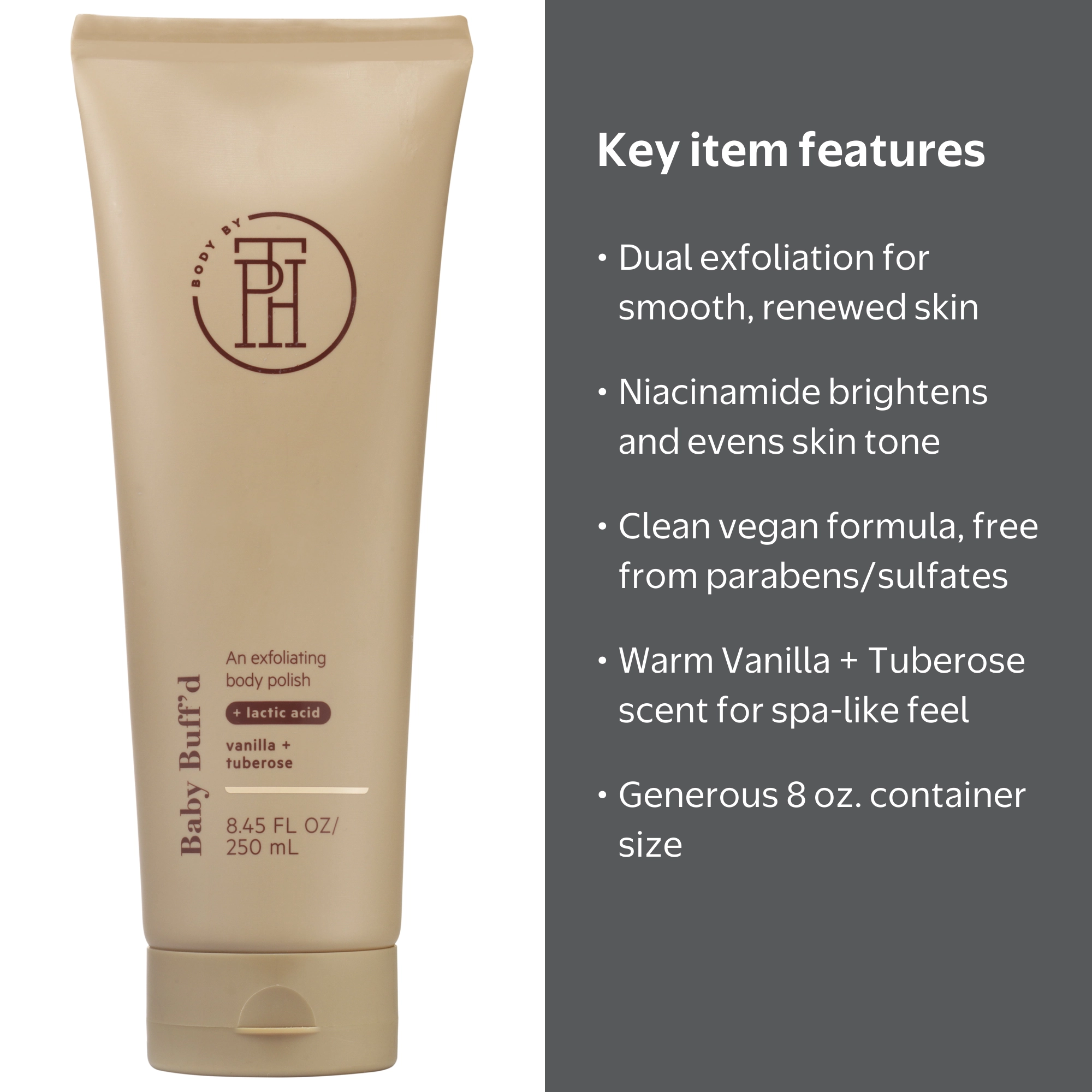 ボディ・フェイスケア The Beautools TBFP-02G BODY by TPH Revitalizing Vanilla + Tuberose Body Scrub, 8 oz