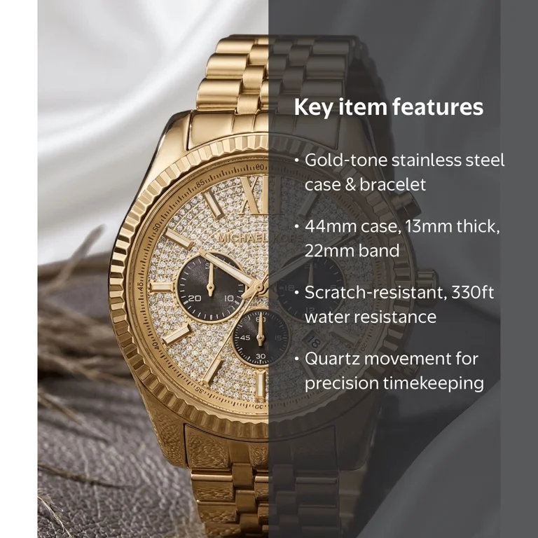 コルチンMK Michael Kors Men's Gold-Tone Chronograph Watch, 44mm Case