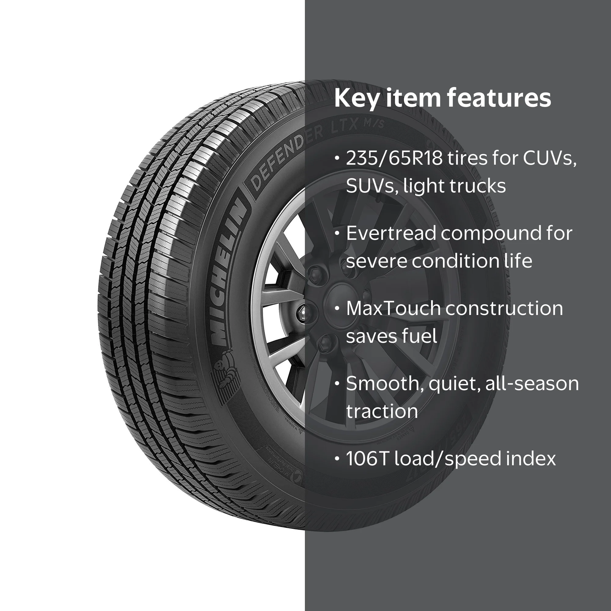 Michelin Defender LTX M/S Highway Tire 235/65R18 106T - Walmart.com