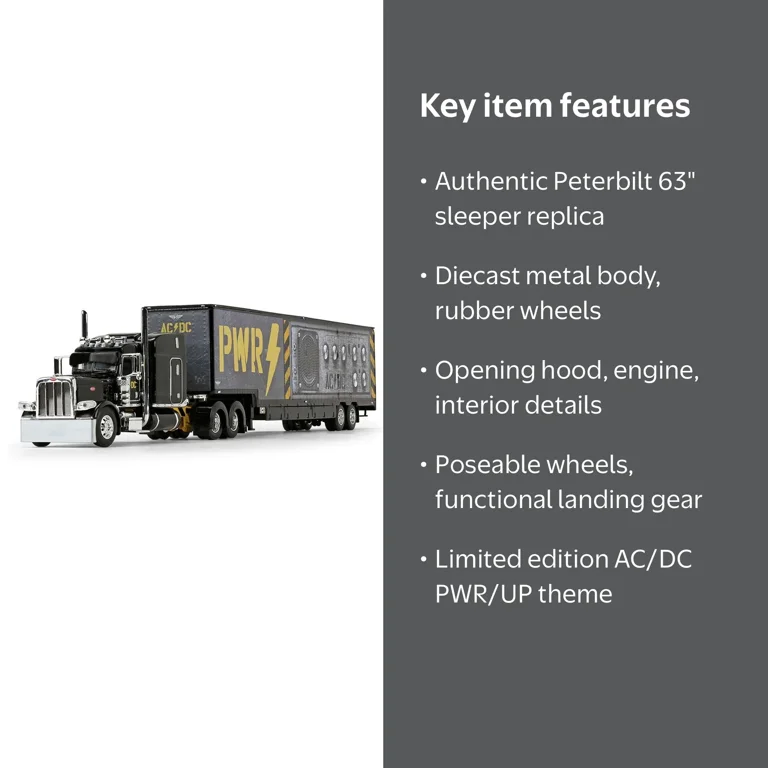 First Gear DCP 1/64 Black AC/DC Power Up Peterbilt Semi with