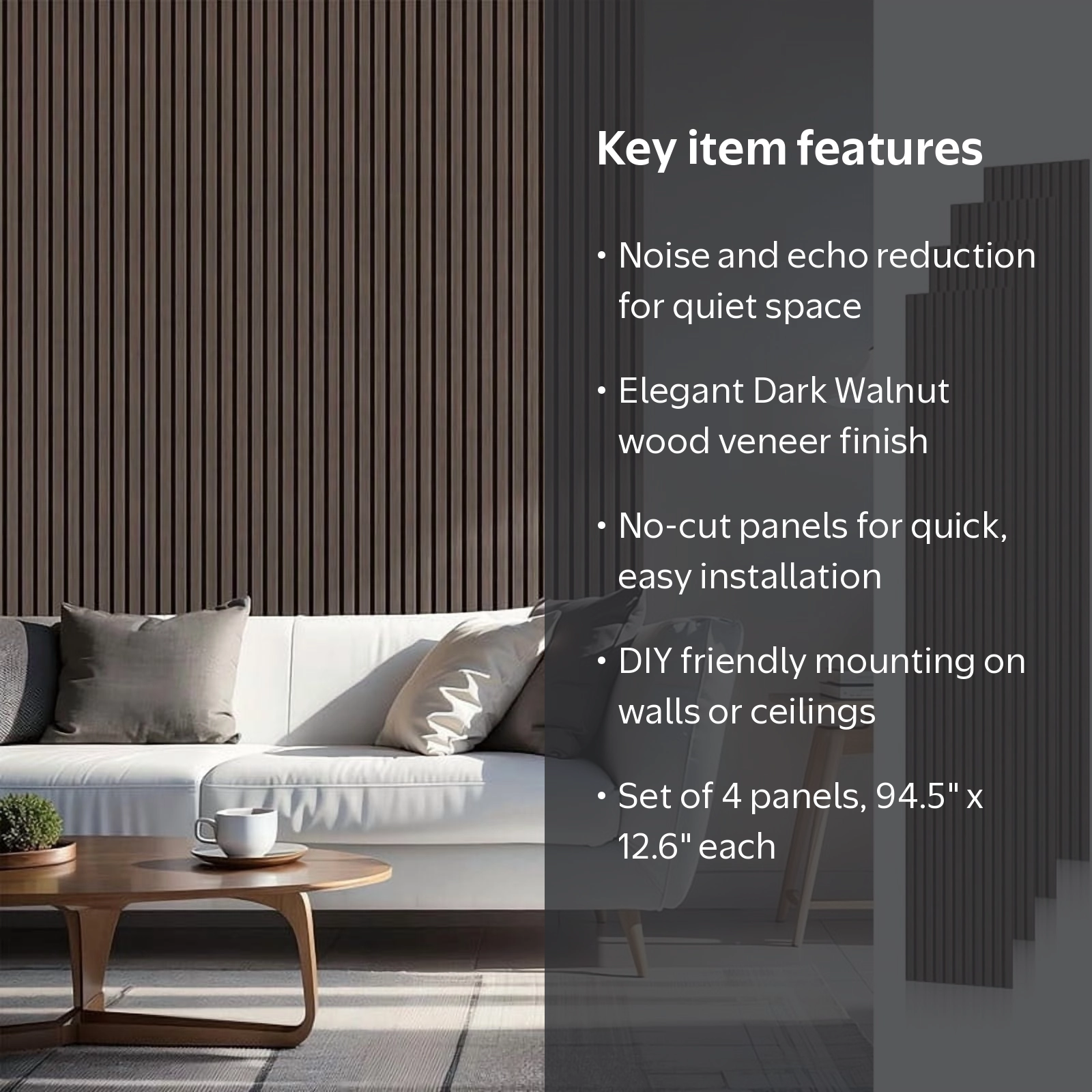 Easy4Home 4Pcs Wood Slat Acoustic Panels 94.5