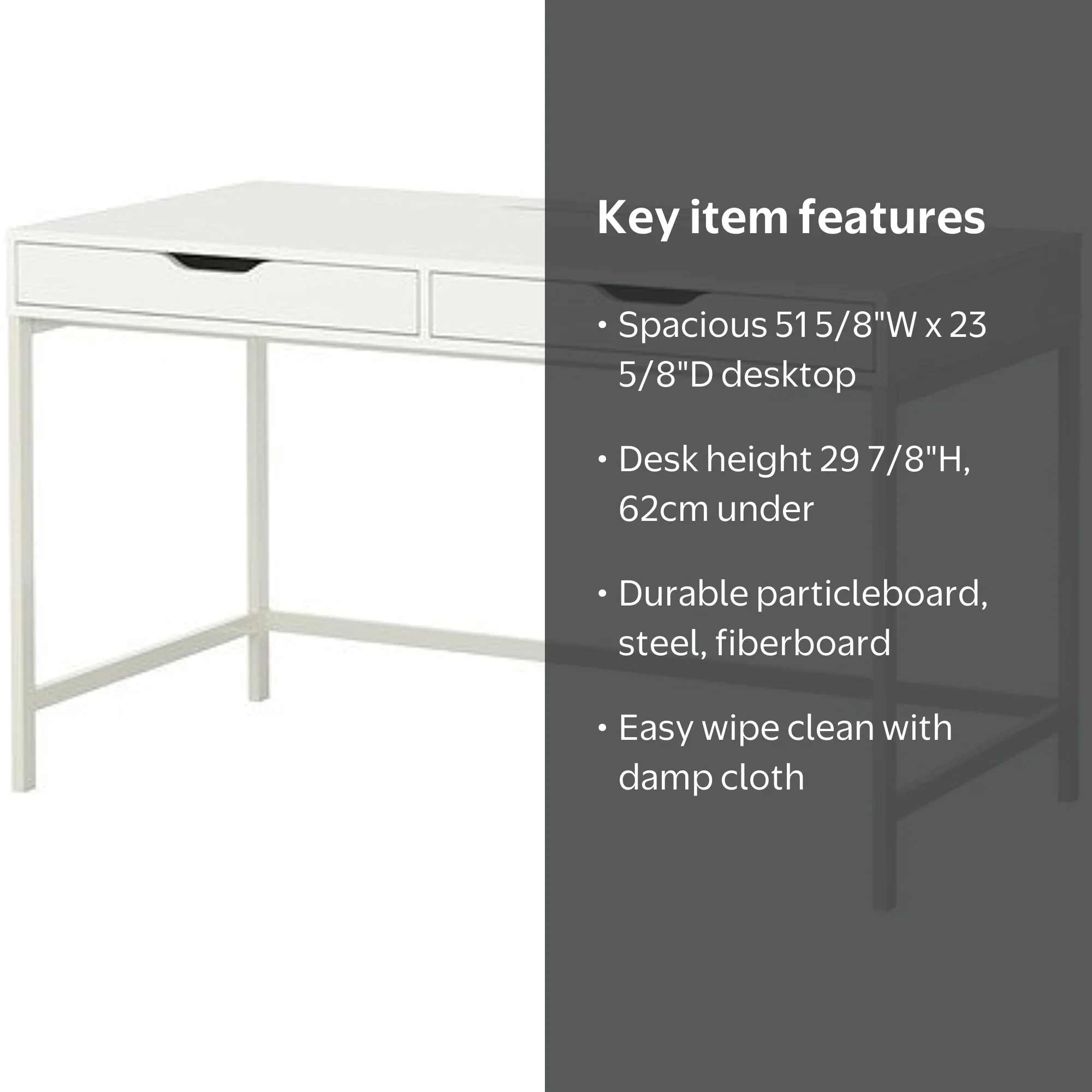 Ikea Alex Computer Desk with Drawers White 18210.20223.416