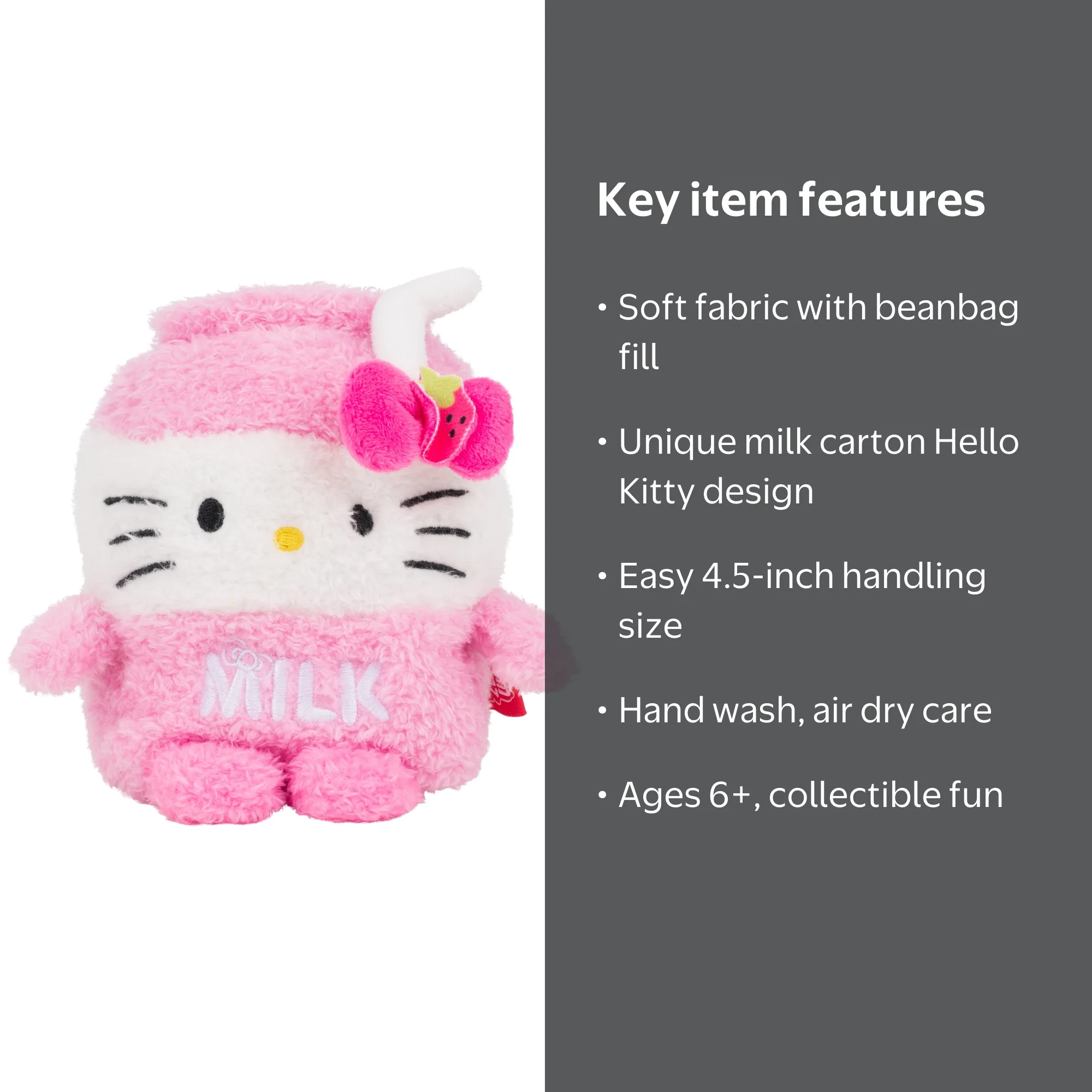 Sanrio Hello Kitty HELLO MILK ぬいぐるみ BumBumz 4.5-inch Sanrio® FoodTruckBumz - Hello Kitty® Milk Plush