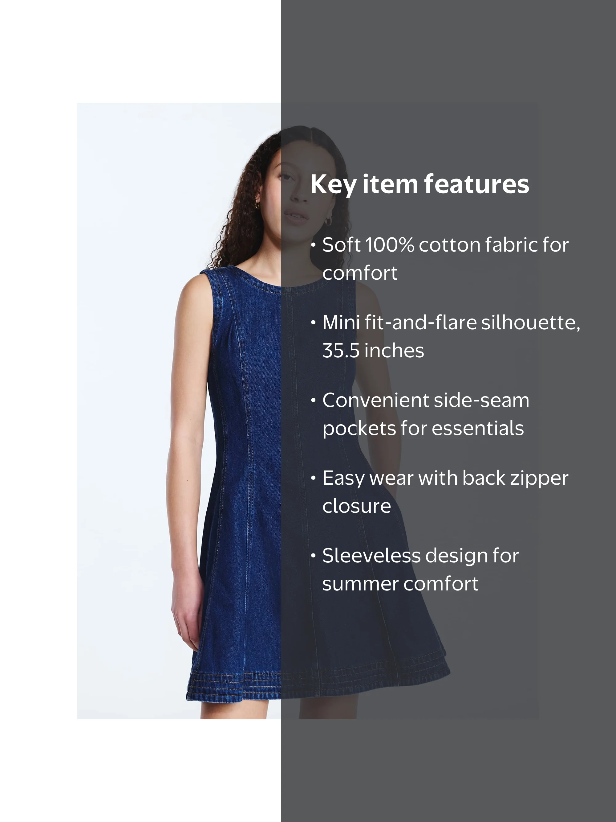 free assembly women's sleeveless denim panel dress Free Assembly Women's and Women's Plus Sleeveless Denim A Line Mini Dress,  Sizes XS-4X