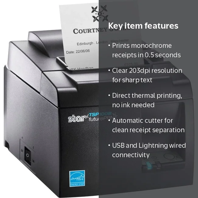 Star Micronics, Direct Thermal Printer, Gray, 2.83