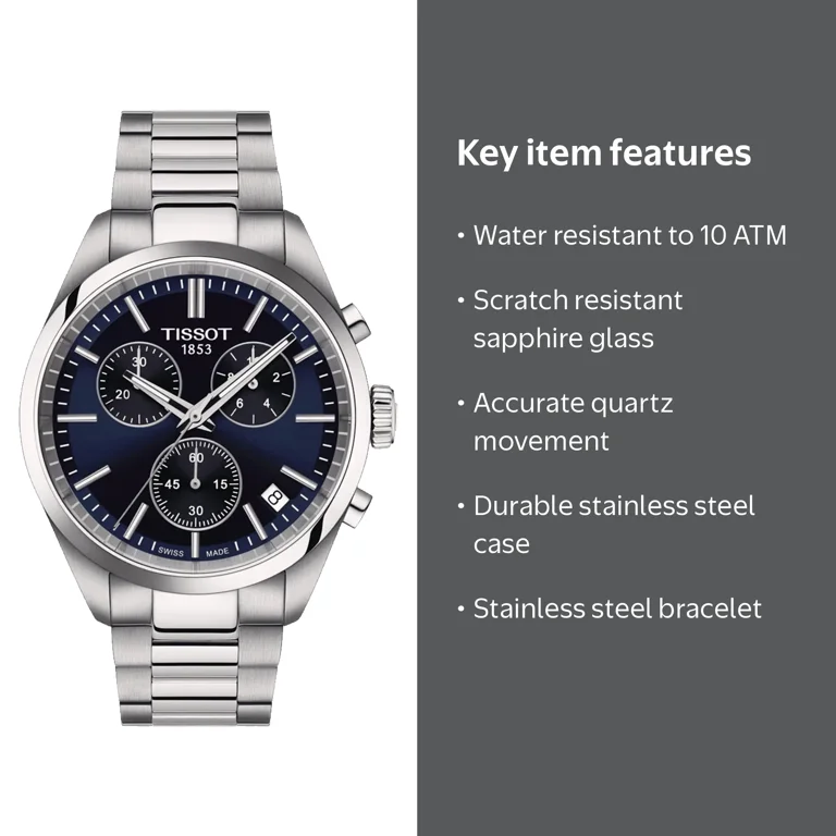 Tissot Men's PR 100 Blue Dial Watch, T1504171104100, Sapphire