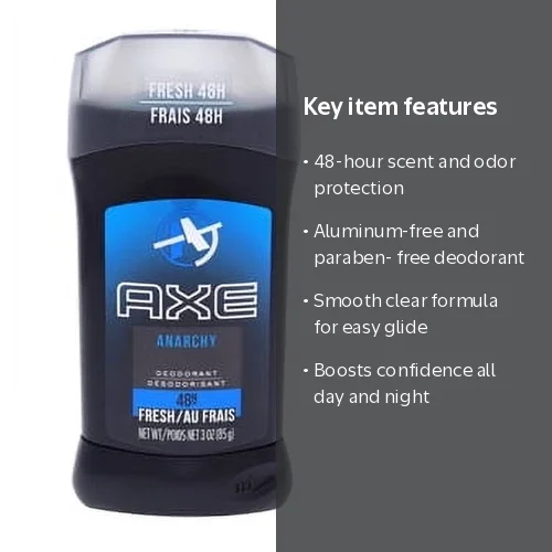 AXE Dual Action Deodorant Stick Anarchy, 3.0 oz