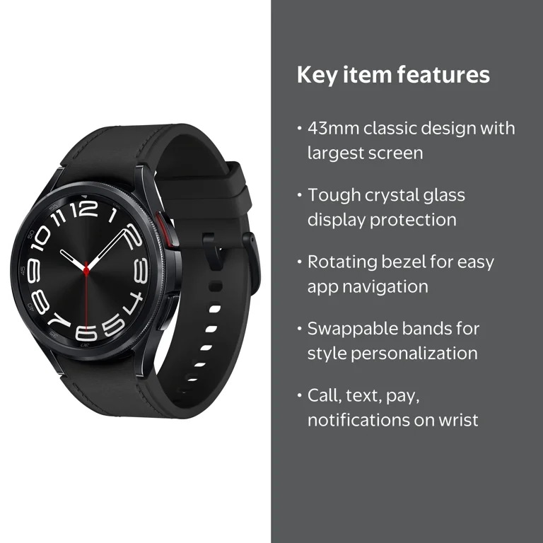 Samsung Galaxy Watch6 Classic 43mm, Bluetooth Smartwatch, Health
