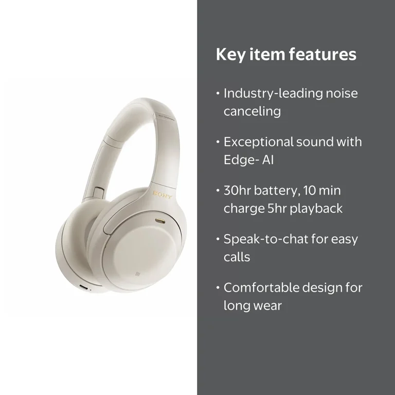 Sony WH-1000XM4 Wireless Noise Canceling Headphones, Google