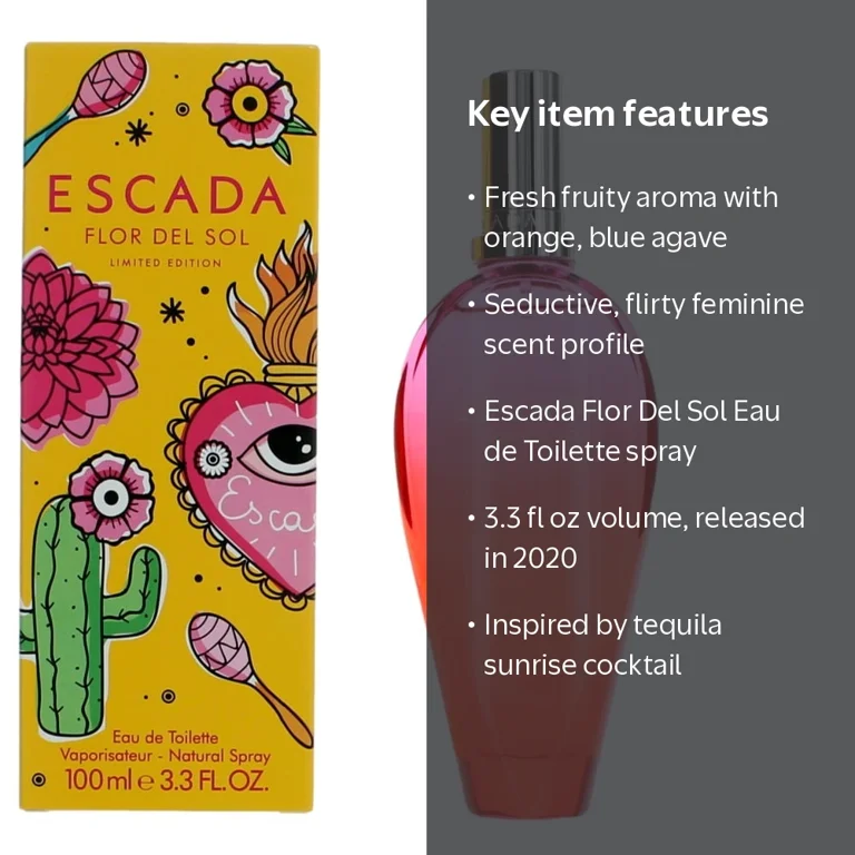 Escada, Eau de Toilette, Flor Del Sol, 3.3 fl oz, Women's Perfume Escada, Eau de Toilette, Flor Del Sol, 3.3 fl oz, Women's Perfume