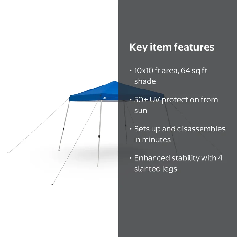 Free Shipping! Ozark Trail Canopy Tent 10x10 Instant Slant Leg