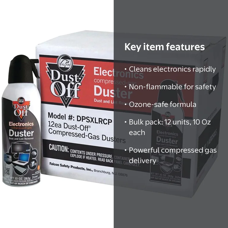 Falcon, Dust Off DPSXLRCP Compressed Gas, 10 Oz, Pack Of 12