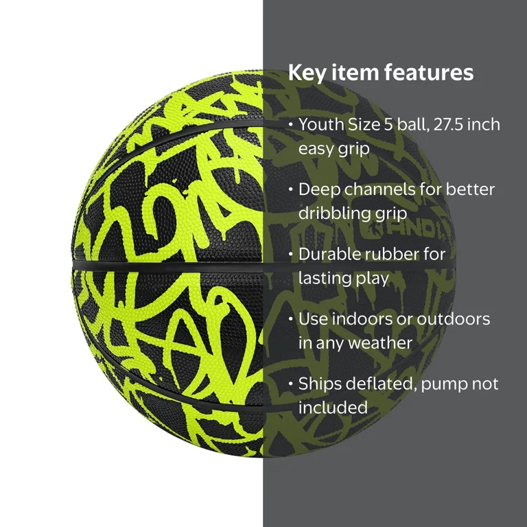 AND1 Fantom Graffiti Rubber Basketball, Size 5 (27.5