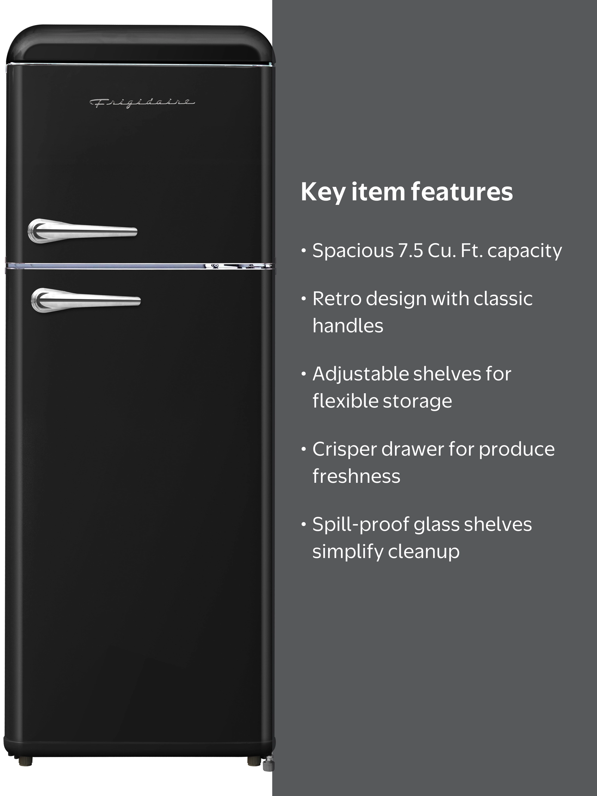 Frigidaire 7.5 Cu. ft. Top Freezer Refrigerator, Black, Rounded