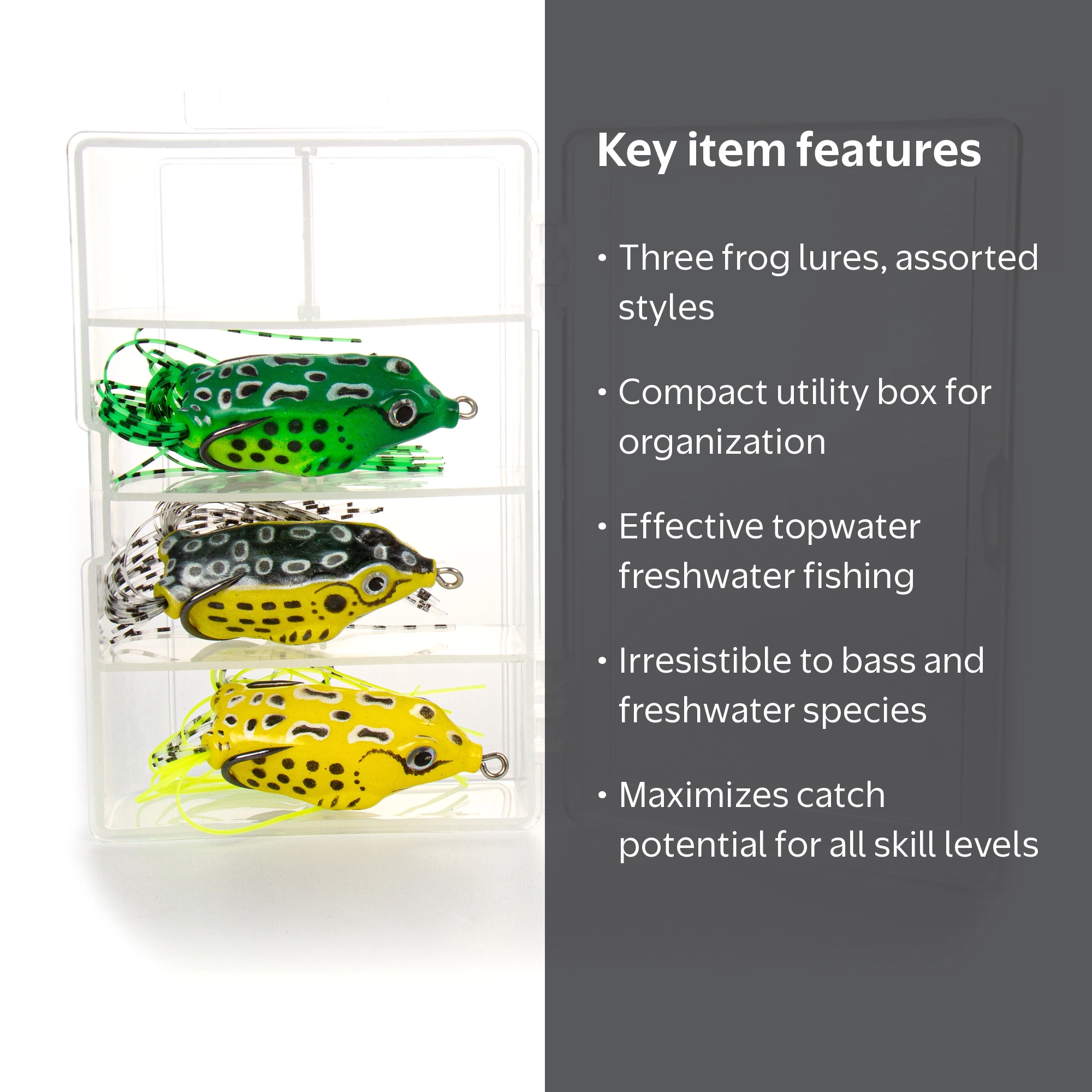 Ozark Trail Frog Lure Kit with 3 Soft Plastic Topwater Frogs and