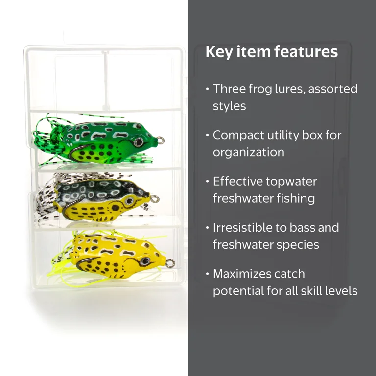 Ozark Trail Frog Lure Kit with 3 Soft Plastic Topwater Frogs and