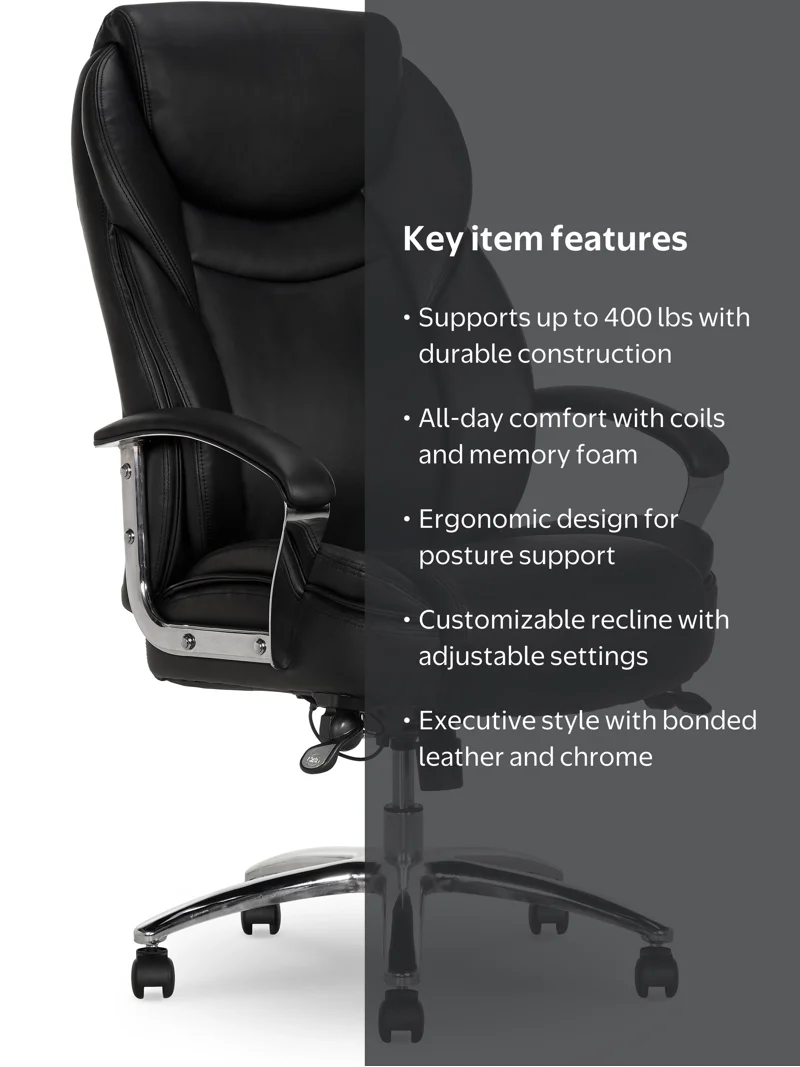 Serta Big & Tall Office Chair, Bonded Leather, Black - Walmart.com