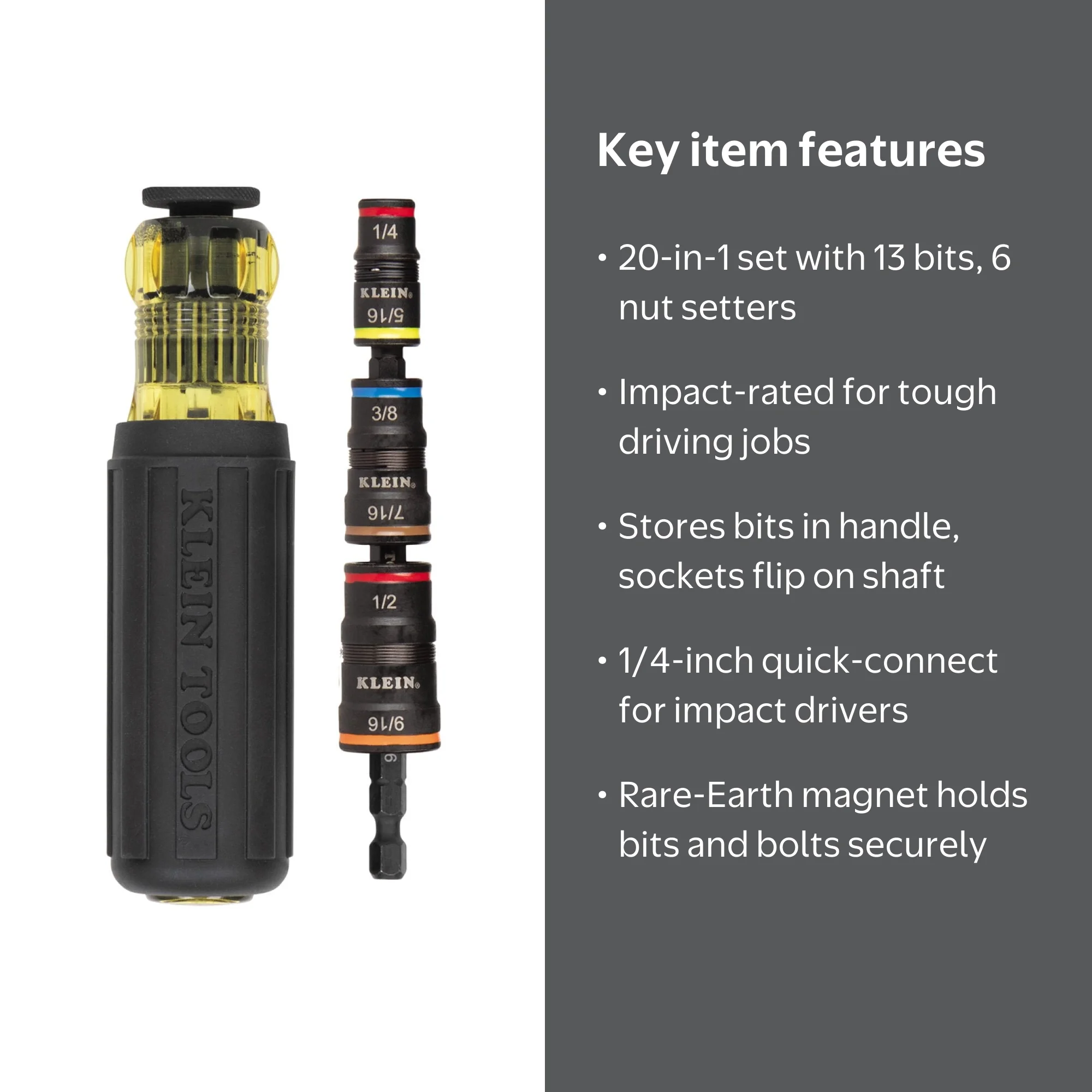 Klein Tools 32303HD 20-in-1 Impact Driver Set with Screwdriver