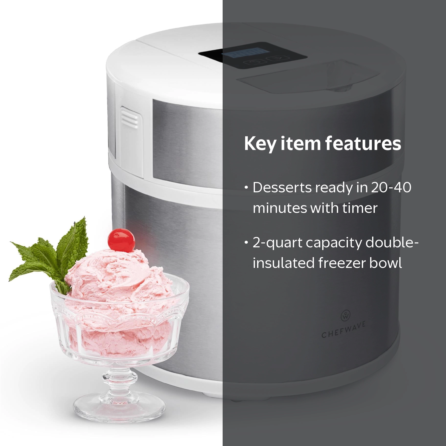 ChefWave Elado Electric Ice Cream Machine - 2-Qt. Automatic Maker