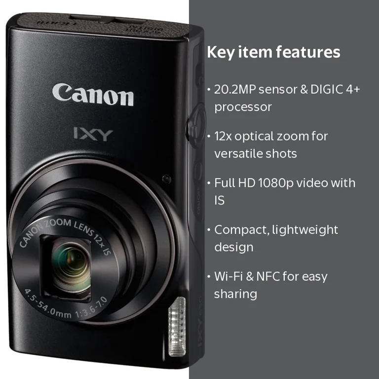 Canon PowerShot IXY 650 (ELPH 360) HS Digital Camera (Black) with