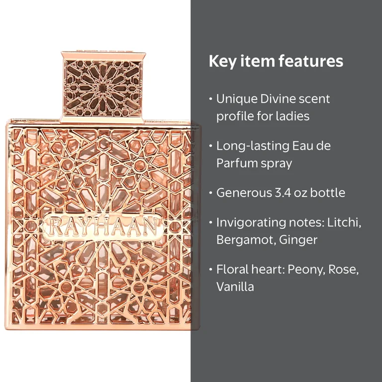 Rayhaan Ladies Divine EDP Spray 3.4 oz Fragrances 6297001571149