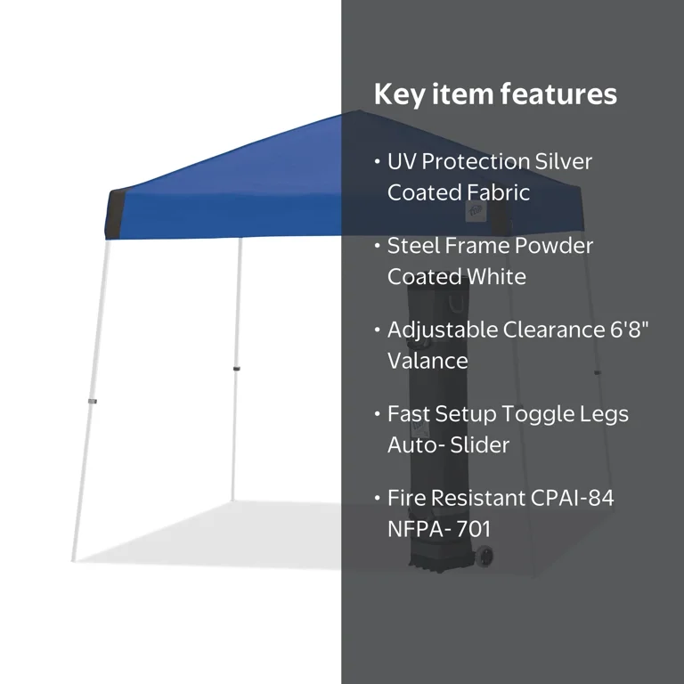 E-Z UP Vista Instant Shelter Canopy, Steel, Royal Blue, 12'x12