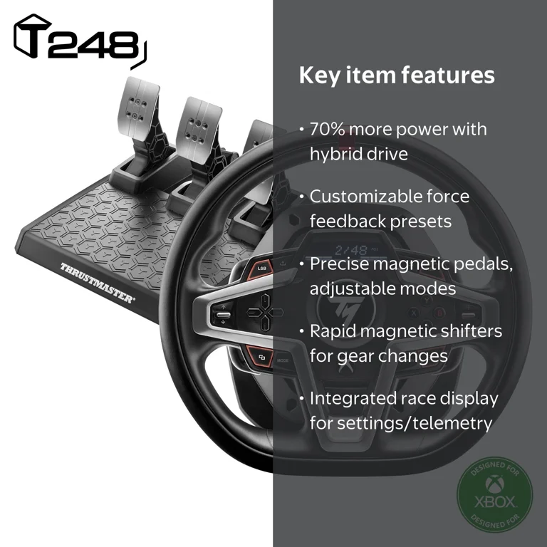 Thrustmaster T248 Racing Wheel with T3PM Pedals, Hybrid Drive
