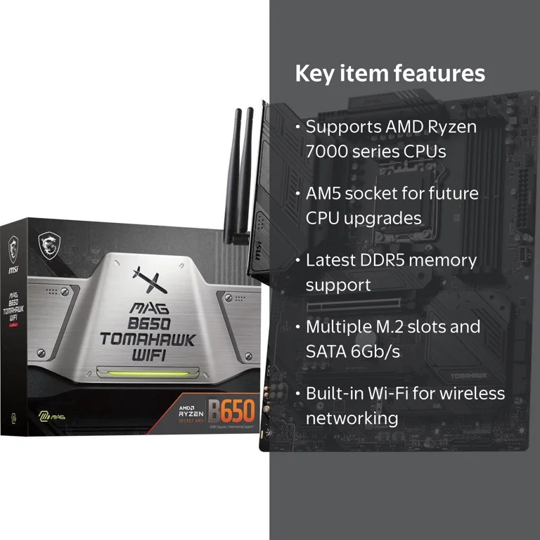 MSI, Motherboard, ATX, Wi-Fi, DDR5 for AMD Ryzen 7000 - Walmart.com