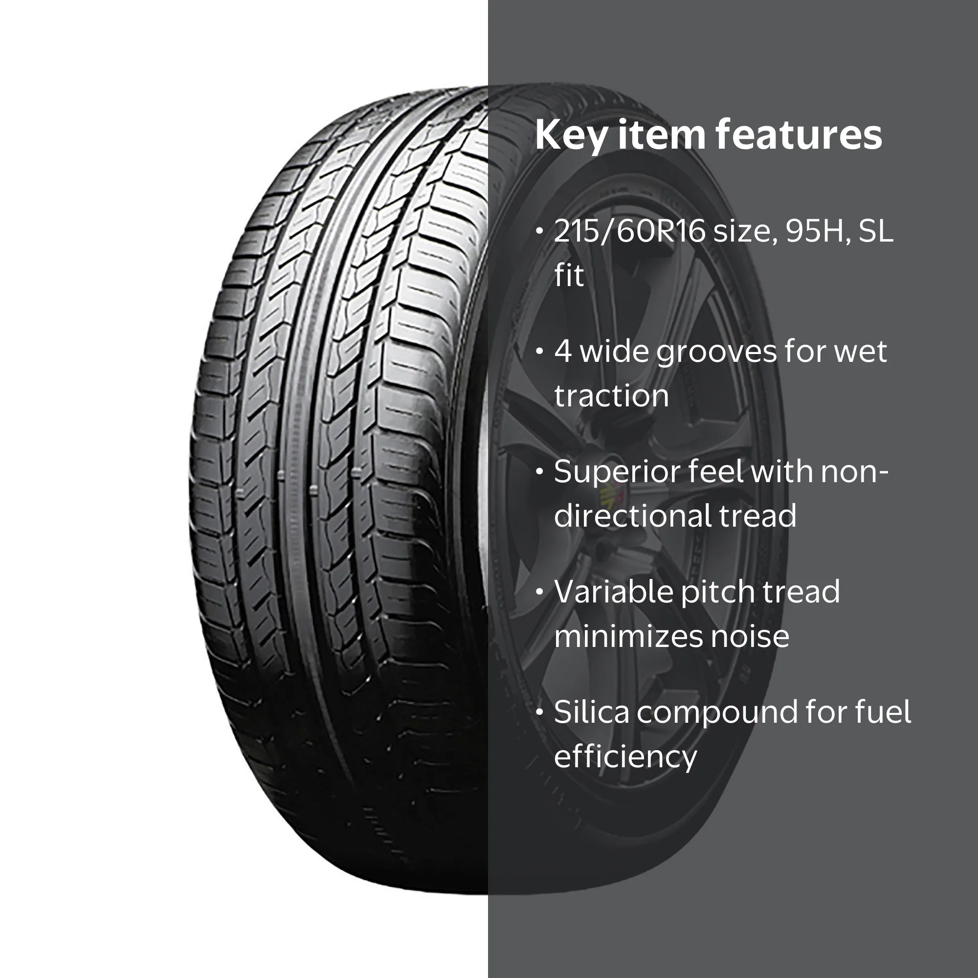 Summit Appliance, Passenger Tire, 215/60R16 95H All Season, Black