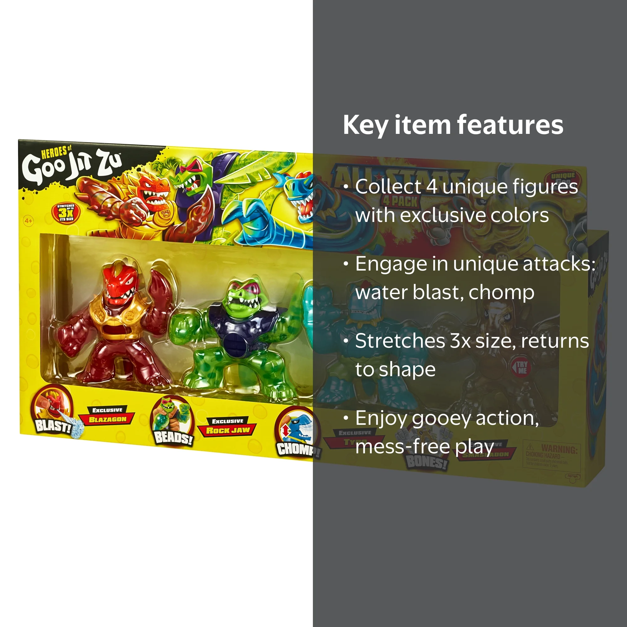 Goo Jit Zu All Stars Pack with Blazagon, Rock Jaw, Tyro, Smashadon