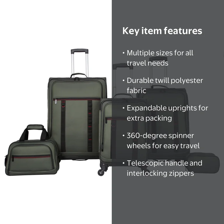 Free Shipping! Protege 5-Piece Softside Spinner Luggage Set with