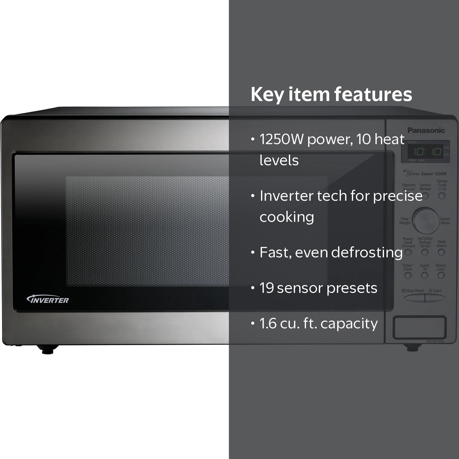 Panasonic NN-SD745S 1250w 1.6 Cu Ft. Sensor Stainless Front And