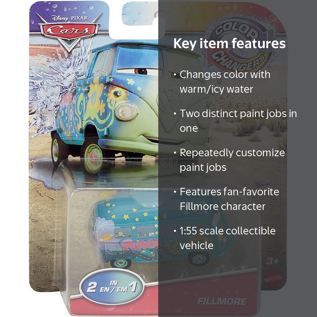 Disney Pixar Cars Race Team Fillmore #14 Die Cast Toy Car, 1:55