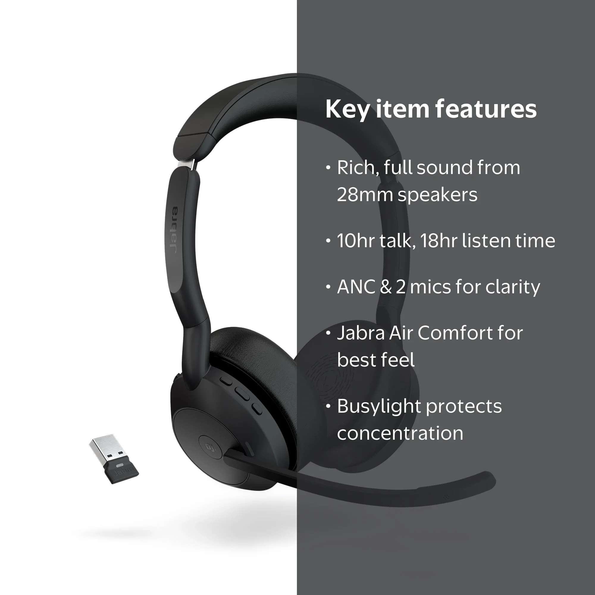 Jabra Evolve2 55 Link390a UC Stereo Active Noise Cancellation
