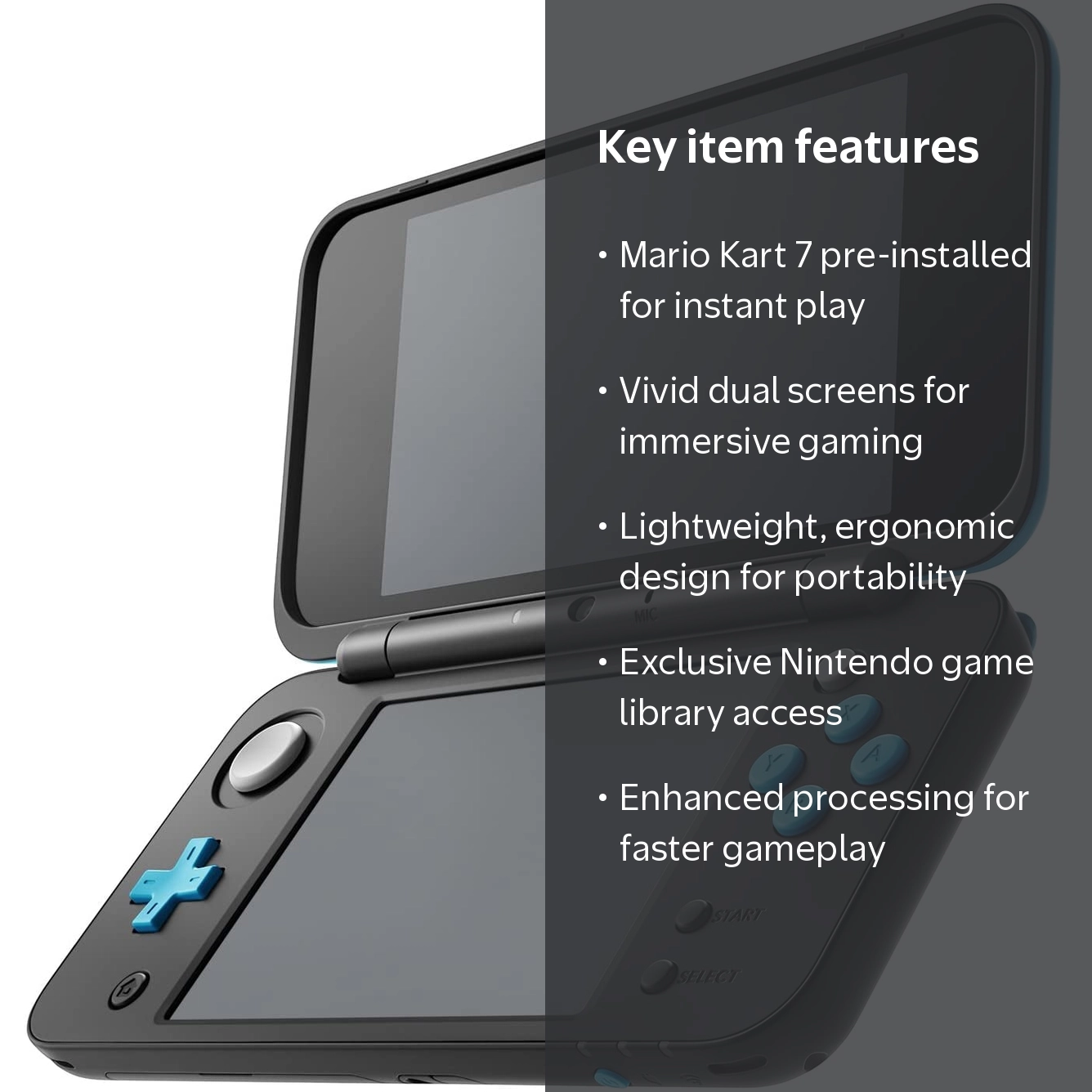 Nintendo 2DS XL System w/ Mario Kart 7 Pre-installed, Black