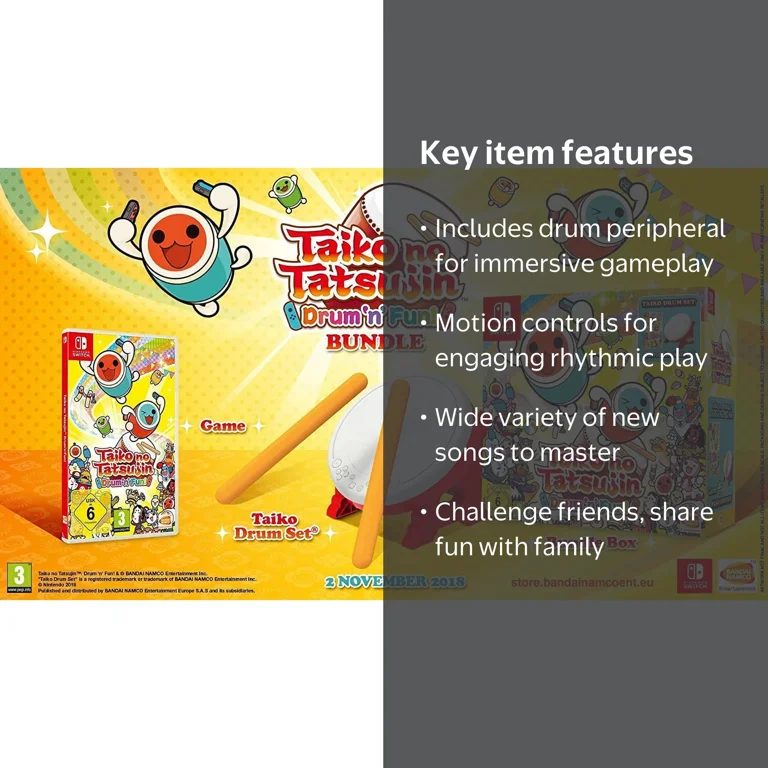 Bandai Namco's Taiko No Tatsujin Drum 'N' Fun! Bundle - Nintendo