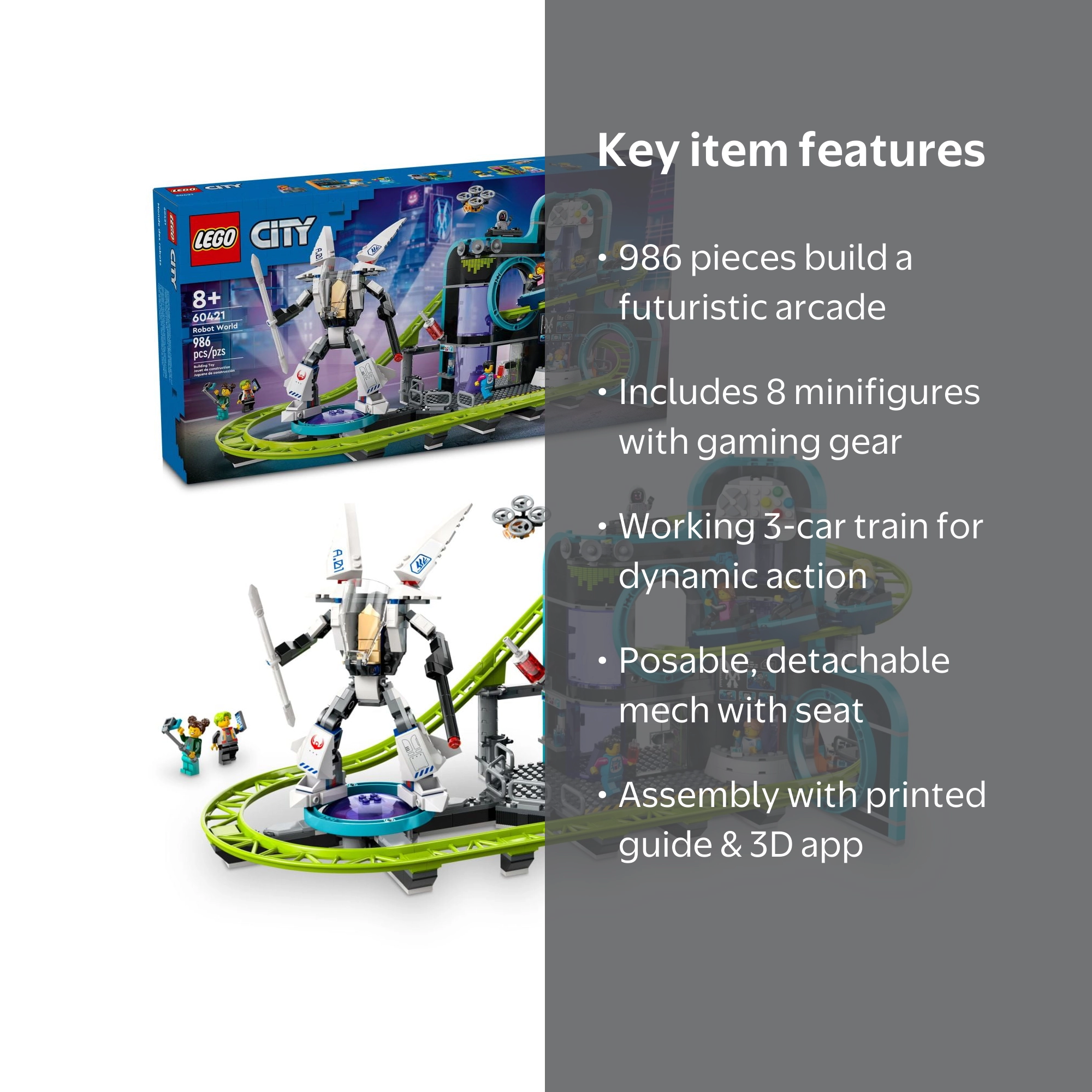 LEGO, Robot World Roller-Coaster Set, 60421, 986 Pieces, Amusement