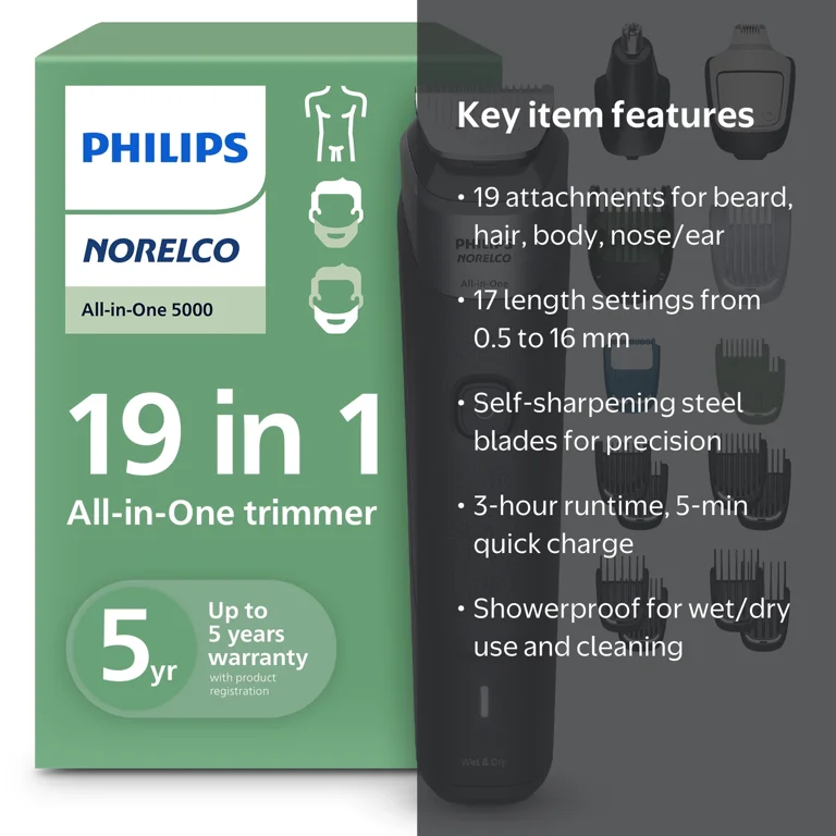 Philips Norelco, All-In-One Trimmer, 19 Attachments, Precision