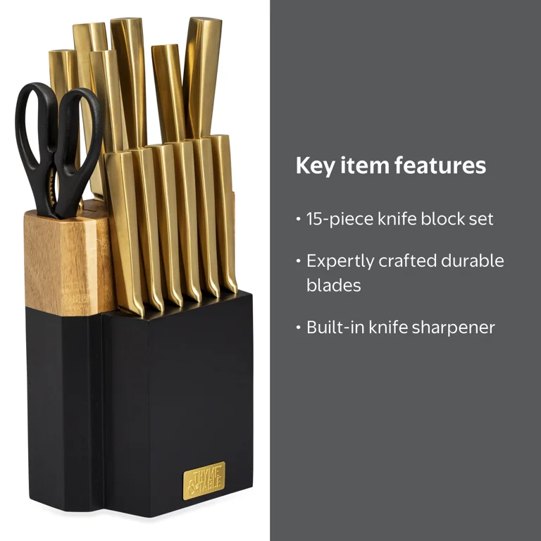 Free Shipping! Thyme & Table 15-Piece Knife Block Set with