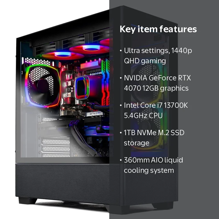 Skytech Azure Prebuilt Gaming PC Tower, Liquid Cooled, Intel i7