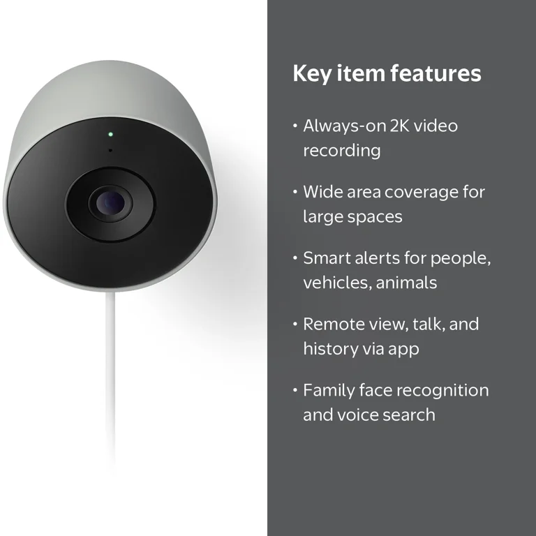 Google Nest Cam Outdoor Security Camera 2nd Gen with 2K Video and