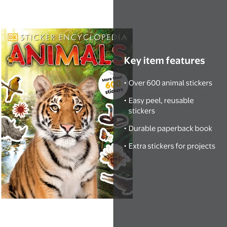 DK Kids Sticker Encyclopedia Animals Paperback, Over 600 Animal