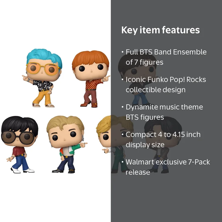 Funko Pop! Rocks Vinyl Figures: 7PK BTS - Dynamite - Walmart