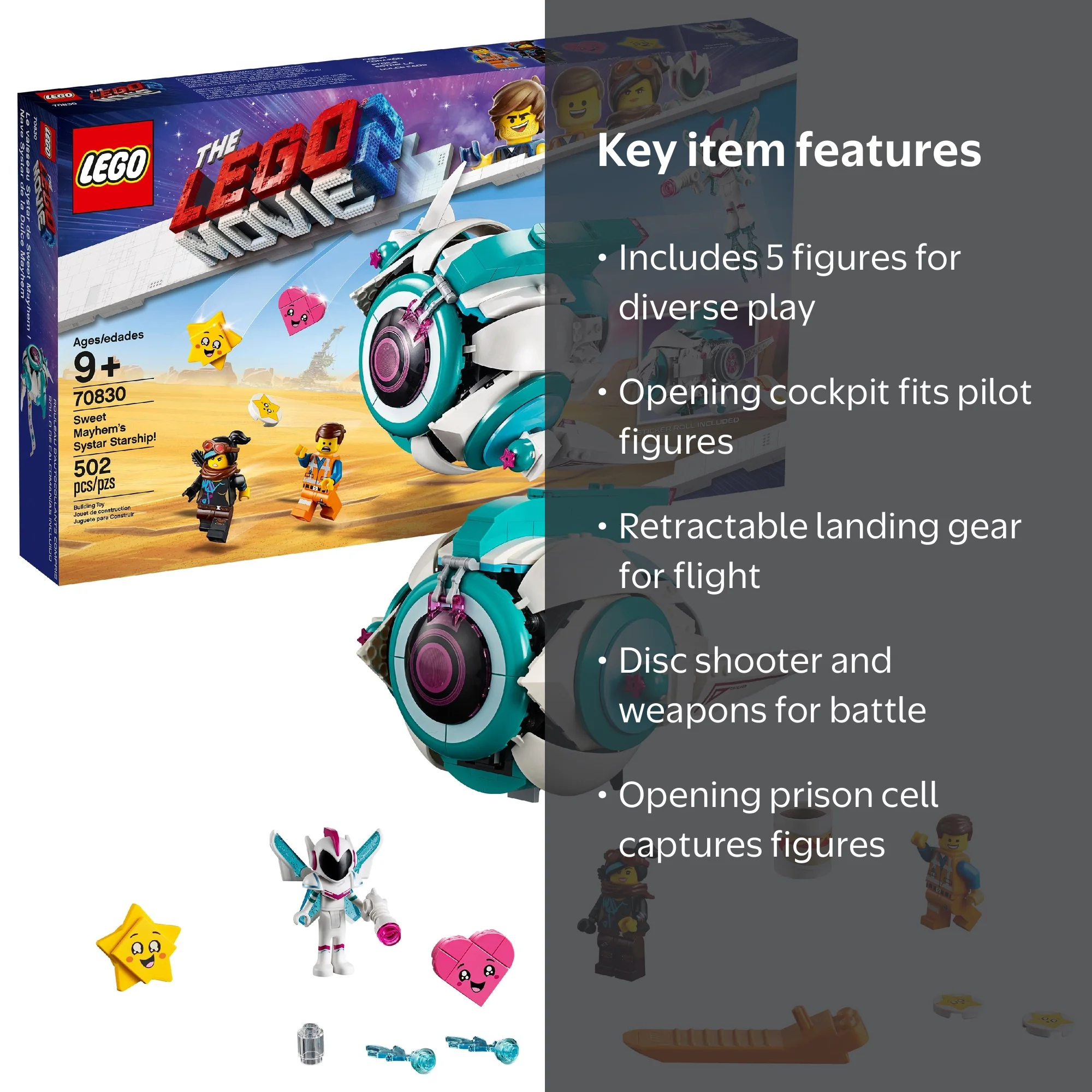 LEGO Movie 2 Sweet Mayhem's Systar Spaceship Starship Toy Building