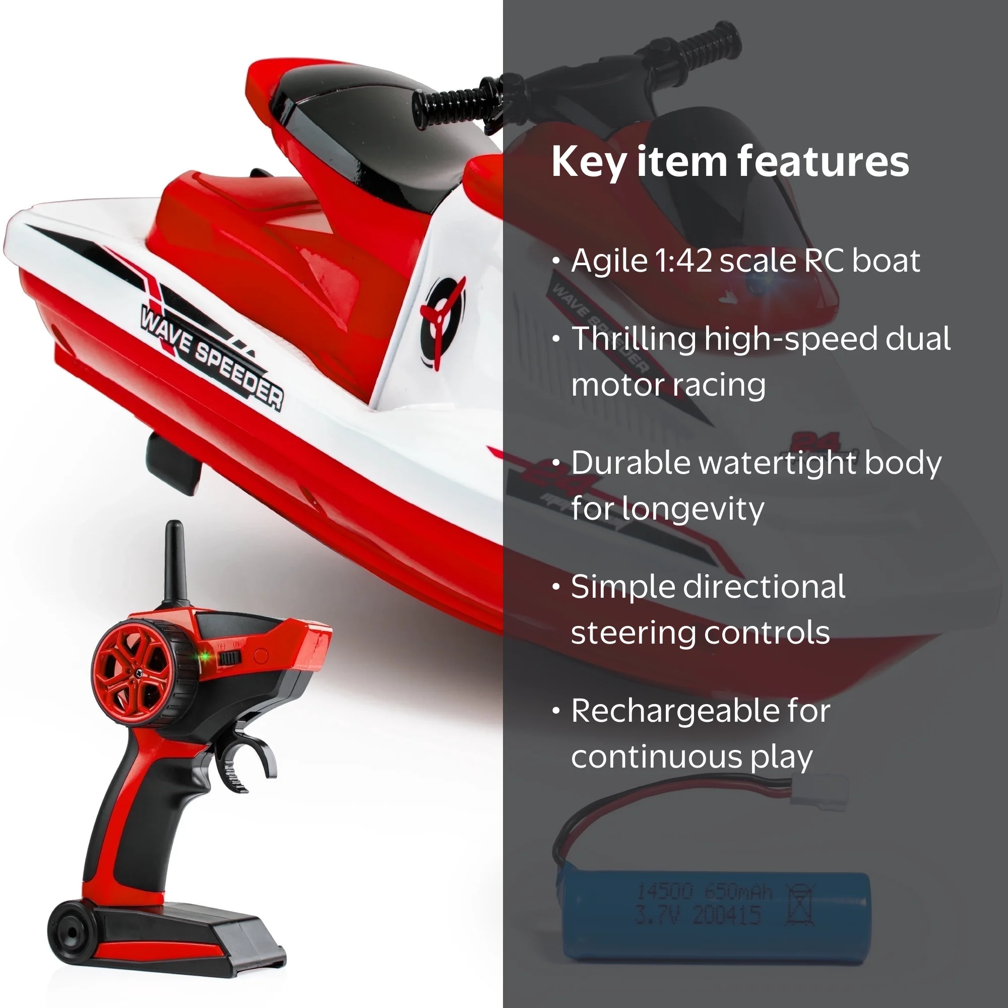 Force1 RC Mini Toy Motor Boat - Wave Speeder with Radio Control