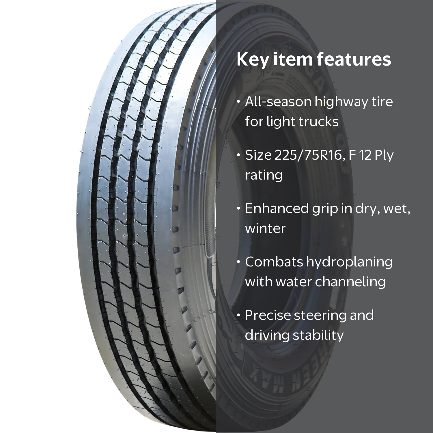 Green Max GAR203 LT 225/75R16 119/116L F 12 Ply All-Season Light