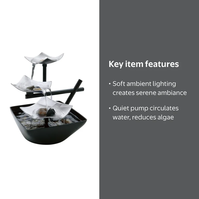 Homedics, Indoor Water Fountain, Silver Springs, 3-Tier Zen