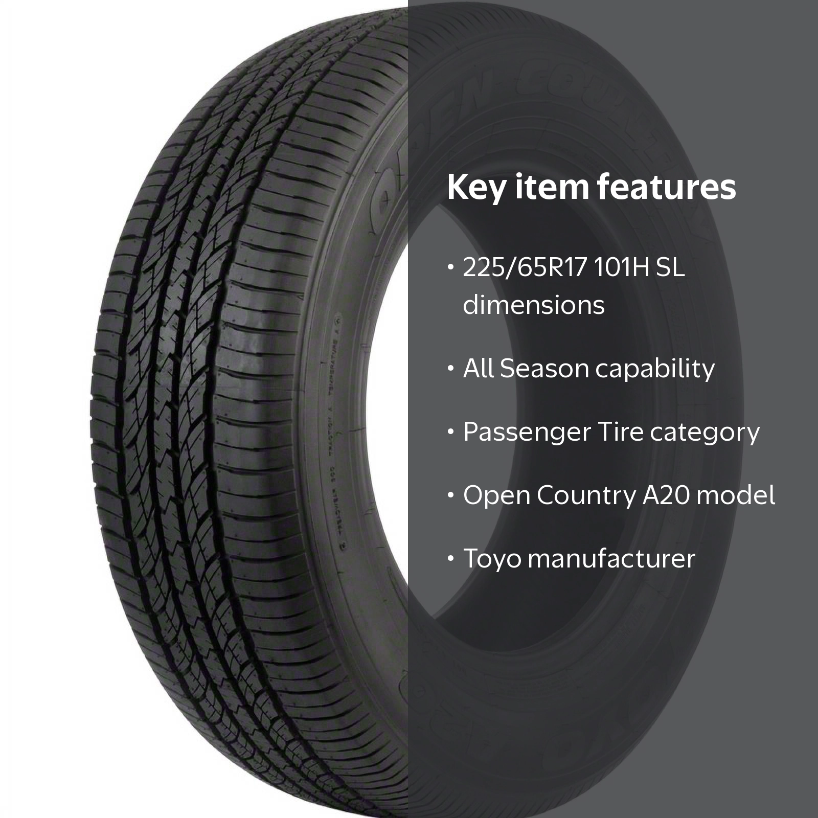 Toyo Open Country A20 All Season 225/65R17 101H Passenger Tire