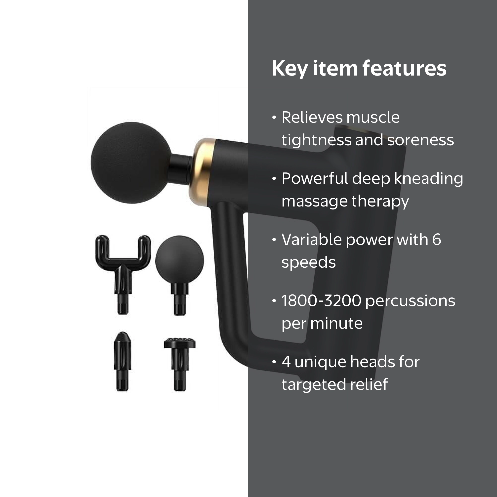 ZTECH Deep Tissue Massage Gun with 4 Attachments - Walmart.com